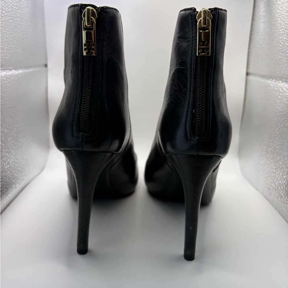 Tory Burch Pacey Black and Gold Ankle Booties - Picture 7 of 11